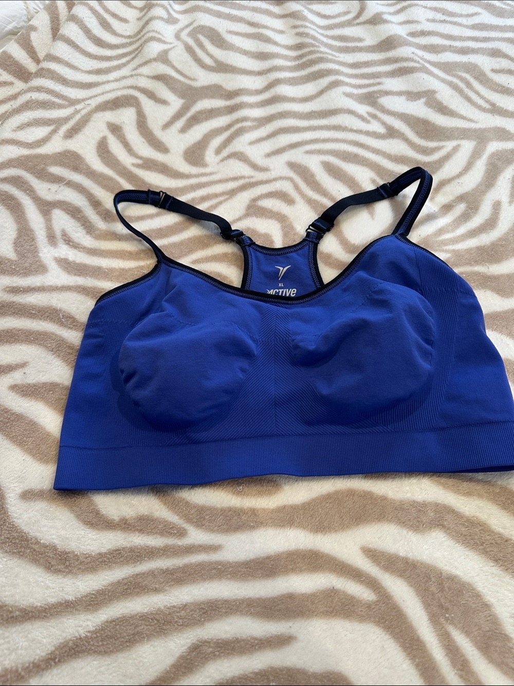 Active USA Royal Blue Seamless Racerback Sports Bra